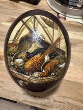 Hand-Painted Decorative Ostrich Egg with Black & White Checkerboard Pattern on Wire Stand — listing 5