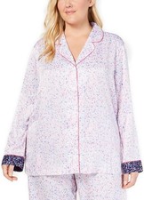 Charter Club Vintage Light Blue Satin Peignoir Bed Jacket with Lace Yoke, Size XL — listing 6