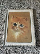 Vintage Sherle Two Kittens Lithograph Print in Ornate Silver Gilt Frame — listing 2