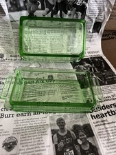 Vintage Uranium Green Depression Glass Covered Butter Dish with Embossed "BUTTER" Lid — listing 6