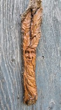 Hand-Carved Wood Spirit Face Sculpture in Natural Driftwood/Burl, Signed L. Holloway 2007 — listing 4