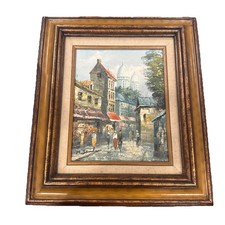 M. Sandor Parisian Street Scene Oil Painting on Canvas, Framed — listing 4