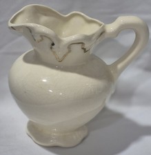 Vintage White Glazed Ceramic Pitcher or Jug