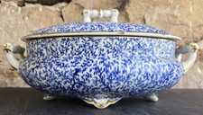 Victorian Seaweed/Coral Transferware Footed Sugar Bowl with Lid