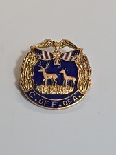 Antique Companions of the Forest of America Fraternal Society Brooch with Celluloid Elk Medallion and Devotional Charms — listing 4