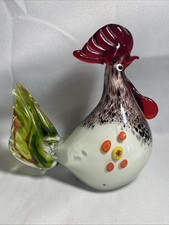 Murano Art Glass Rooster/Bird Figurine with Gold Leaf and Millefiori Murrine No mark at all