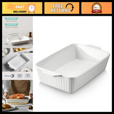 White Rectangular Ceramic Baking Dish with Black Rim Trim — listing 6