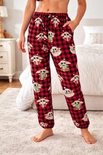 Star Wars The Mandalorian Grogu Baby Yoda Christmas Fleece Pajama Pants, listing 6