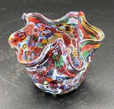 La Serenissima Murano Millefiori Fazzoletto (Handkerchief) Vase, 4 inch — listing 3