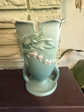 Roseville Pottery Bleeding Heart Blue Vase #970-9 — listing 2
