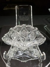 Vintage Cut Crystal Square Bonbon Dish with Floral & Fern Wheel-Cut Design, 5.75" — listing 5