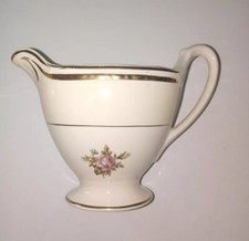 Homer Laughlin Porcelain Creamer with Pink Cabbage Rose Decal and Lustre Glaze — listing 2