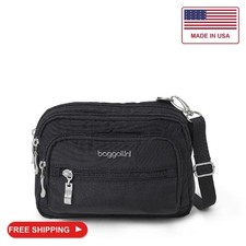 Baggallini Triple Zip Crossbody Bag, Khaki Nylon, 12 x 11 in, listing 5