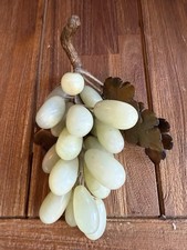 Vintage Carved Jade / Serpentine Stone Grape Cluster with Carved Leaves — listing 4