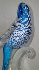 Murano Style Art Glass Birds on Controlled-Bubble Bowl Figurine — listing 2