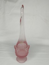 Viking Glass Pink Satin Frosted Petal Bowl with Ruffled Rim — listing 3
