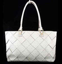 Antonio Melani Black Ostrich Embossed Leather Tote Bag — listing 4