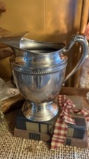 Vintage Silver-Plated Footed Water Pitcher with Ribbed Lower Body and Scroll Handle — listing 2