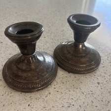 Weighted Sterling Silver Candlestick Holder (Single, Tarnished) 'Sterling Weighted' or '925'
