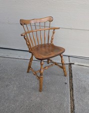 Vintage Solid Wood Colonial-Style Low-Back Captain's Chair (Mate's Chair) — listing 6