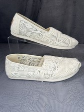 TOMS Women's Alpargata Slip-On Flats, Ivory Lace Crochet, Size W9.5
