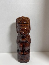 Vintage Kahlua K&B Green Glazed Ceramic Mayan/Aztec Figural Decanter Bottle — listing 3