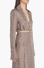 Fendi Silk Blend Sleeveless Shift Dress with Sheer Scalloped Fish-Scale Appliqué, Sage Green — listing 2