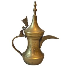 Vintage Middle Eastern Style Brass Coffee Pot (Dallah/Ewer) with Domed Lid and Curved Spout — listing 4