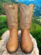 M.L. Leddy's Handmade Full Quill Ostrich Cowboy Boots, Brown, Men's Size 9.5 — listing 3