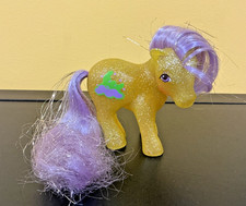 Vintage 1980s My Little Pony G1 Pink Pony with Purple Glitter Hair and Floral Symbol — listing 3