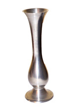 Vintage Pewter Fluted Bud Vase with Beaded Collar and Petal Rim — listing 6