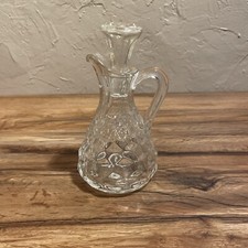 Antique Cut Glass Oil Cruet Jug, Clear Crystal with Star and Fan Motif, Trefoil Spout, 5.75" Tall — listing 4