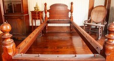 Antique Tiger Maple Double Bed with Rope-Rail Sides, Turned Posts & Cannonball Finials, circa 1830s-1850s — listing 3