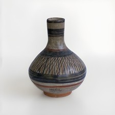 Mexican Hand-Painted Folk Art Pottery Vase with Village Scene — listing 5