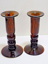 Hand-Blown Amber Tortoise Spot Art Glass Candle Holder / Pillar Stand — listing 5