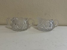 Cut Glass Small Creamer Pitcher with Diamond and Fan Pattern — listing 3