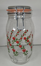 Arc France Glass Bail-Lock Canister Jar with Country Farm Barn Motif — listing 2