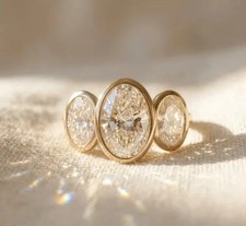 Vintage Three-Stone Cubic Zirconia Cocktail Ring with Accented Shoulders — listing 3