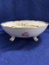 Ornate Reticulated Porcelain Console Bowl with Heavy Gold Gilt and Cobalt Enamel