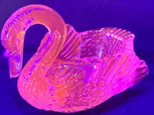 Vintage Green Uranium Glass Figural Swan Trinket Dish / Open Salt, 4 inches — listing 3