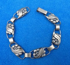 John Lauritzen Danish Sterling Silver 924 Twisted Leaf Link Bracelet, 7" x 1/2"