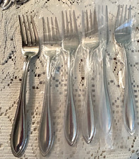 Set of 6 Stainless Steel Dinner Forks with Beaded Edge Pattern