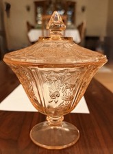 Pink Depression Glass Ribbed Cookie Jar / Grease Jar (No Lid), 1930s — listing 4