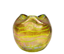 Vintage Uranium Vaseline Glass Bowl, Frosted Yellow-Green, 5.5 inch Rolled-Rim Rose Bowl — listing 5