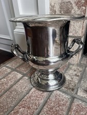 Silver Champagne / Wine Cooler Ice Bucket with Gadrooned Rim and Scroll Handles No mark visible — listing 3