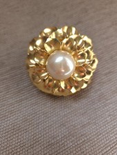 Vintage Gold-Tone Spiral Swirl Faux Pearl Drop Pierced Earrings