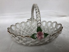 Levante Spanish Porcelain Lattice Basket with Pink Rose Bouquet — listing 5