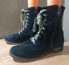 Mtng (Mustang) Black Combat Lace-Up Ankle Boots with Side Zip, Size EU 38 — listing 3