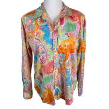 Chaps Pastel Paisley Peasant Blouse, Size S — listing 6
