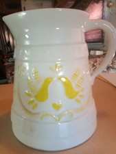 Treasure Craft Ceramic Lidded Pitcher with Embossed Lovebirds & Hearts Motif